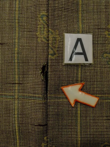 画像13: M0712G  単衣 女性用着物  ウール 深い 鮮やか 黄緑色, チェック柄 【中古】 【USED】 【リサイクル】 ★☆☆☆☆ (13)