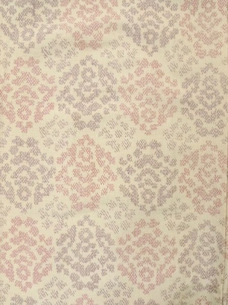 画像3: M0712P  単衣 女性用着物  ウール   アイボリー, 幾何学模様 【中古】 【USED】 【リサイクル】 ★☆☆☆☆ (3)