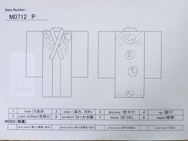 画像11: M0712P  単衣 女性用着物  ウール   アイボリー, 幾何学模様 【中古】 【USED】 【リサイクル】 ★☆☆☆☆ (11)