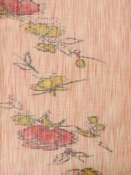 画像3: M0712S  単衣 女性用着物  ウール   珊瑚色, 花 【中古】 【USED】 【リサイクル】 ★★★☆☆ (3)