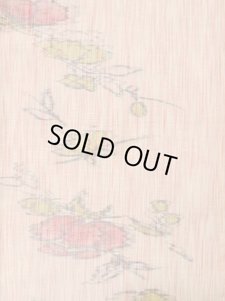 画像3: M0712S  単衣 女性用着物  ウール   珊瑚色, 花 【中古】 【USED】 【リサイクル】 ★★★☆☆ (3)