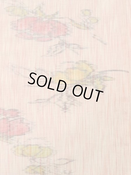 画像4: M0712S  単衣 女性用着物  ウール   珊瑚色, 花 【中古】 【USED】 【リサイクル】 ★★★☆☆ (4)