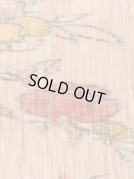 画像5: M0712S  単衣 女性用着物  ウール   珊瑚色, 花 【中古】 【USED】 【リサイクル】 ★★★☆☆ (5)