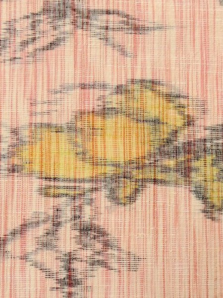 画像6: M0712S  単衣 女性用着物  ウール   珊瑚色, 花 【中古】 【USED】 【リサイクル】 ★★★☆☆ (6)