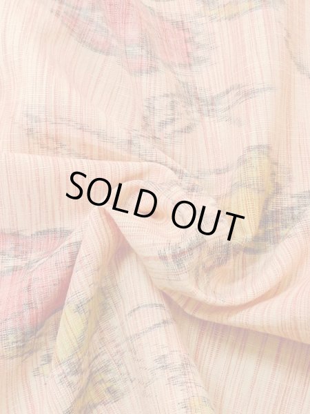 画像9: M0712S  単衣 女性用着物  ウール   珊瑚色, 花 【中古】 【USED】 【リサイクル】 ★★★☆☆ (9)