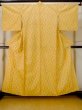 画像1: M0712U  単衣 女性用着物  ウール   黄色, 抽象的模様 【中古】 【USED】 【リサイクル】 ★☆☆☆☆ (1)