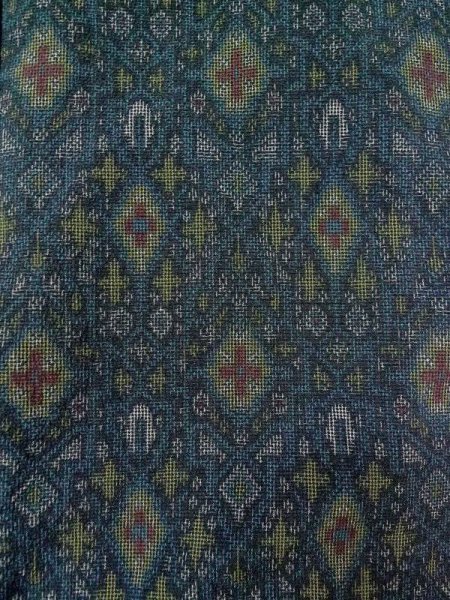 画像3: M0713A  塩沢紬 女性用着物  シルク(正絹)   マルチカラー, 十字 【中古】 【USED】 【リサイクル】 ★★★☆☆ (3)