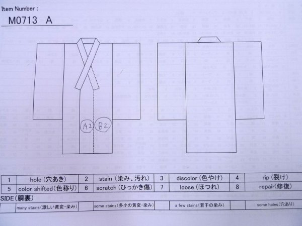 画像13: M0713A  塩沢紬 女性用着物  シルク(正絹)   マルチカラー, 十字 【中古】 【USED】 【リサイクル】 ★★★☆☆ (13)