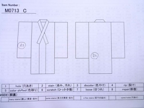 画像13: M0713C  単衣 女性用着物  シルク（正絹）  薄い 灰色, 花 【中古】 【USED】 【リサイクル】 ★★★☆☆ (13)