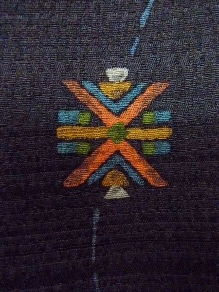 画像7: M0720I  小紋 女性用着物  シルク(正絹)   黒, 幾何学模様 【中古】 【USED】 【リサイクル】 ★★★★★ (7)