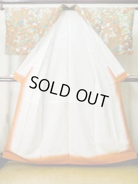 画像2: M0720O Mint  小紋 女性用着物 几帳柄 シルク（正絹）   緑色, 花 【中古】 【USED】 【リサイクル】 ★★★★★ (2)