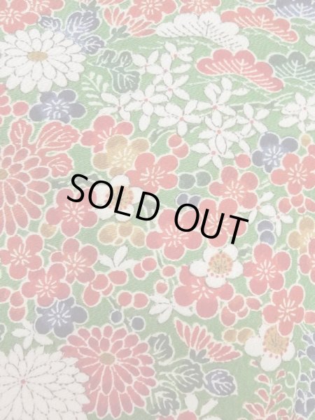 画像5: M0720O Mint  小紋 女性用着物 几帳柄 シルク（正絹）   緑色, 花 【中古】 【USED】 【リサイクル】 ★★★★★ (5)