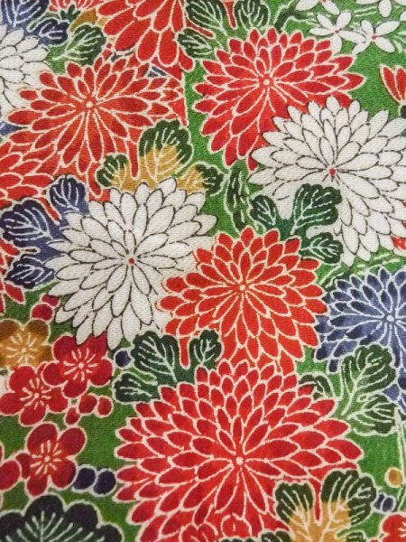 画像6: M0720O Mint  小紋 女性用着物 几帳柄 シルク(正絹)   緑色, 花 【中古】 【USED】 【リサイクル】 ★★★★★ (6)