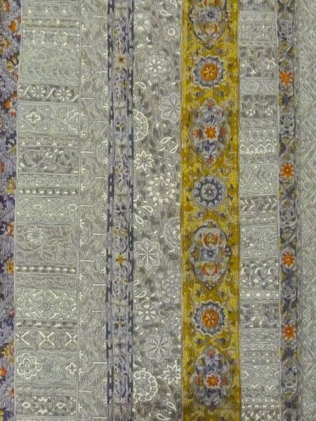 画像3: M0720Q  小紋 女性用着物  シルク(正絹)   灰色, 花 【中古】 【USED】 【リサイクル】 ★★★☆☆ (3)