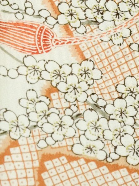 画像6: M0720V Mint  小紋 女性用着物  シルク(正絹)  薄い 橙色, ぼたん 【中古】 【USED】 【リサイクル】 ★★★★☆ (6)