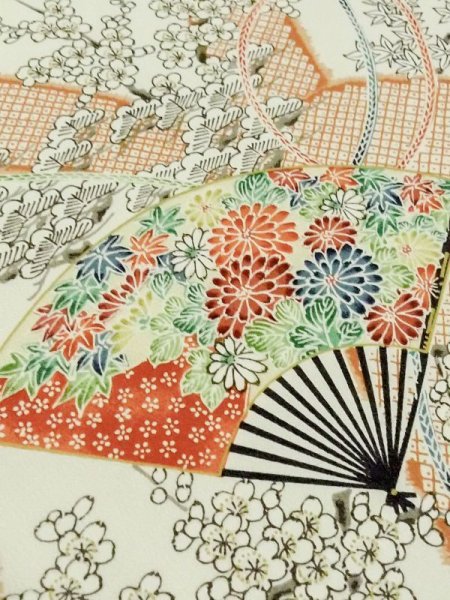 画像10: M0720V Mint  小紋 女性用着物  シルク(正絹)  薄い 橙色, ぼたん 【中古】 【USED】 【リサイクル】 ★★★★☆ (10)