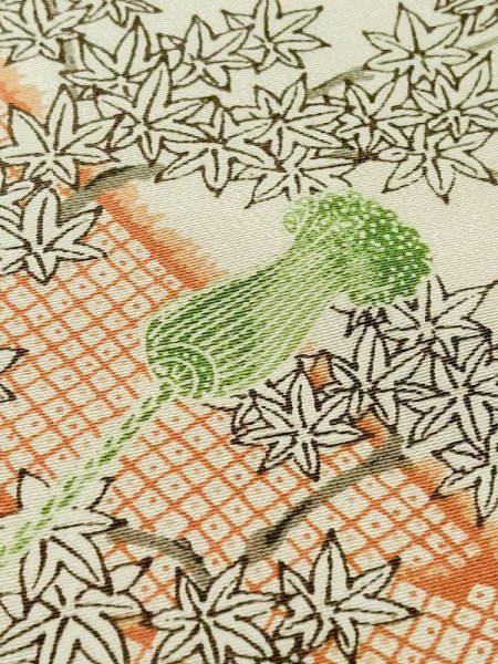 画像12: M0720V Mint  小紋 女性用着物  シルク(正絹)  薄い 橙色, ぼたん 【中古】 【USED】 【リサイクル】 ★★★★☆ (12)