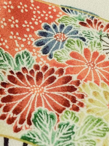 画像14: M0720V Mint  小紋 女性用着物  シルク(正絹)  薄い 橙色, ぼたん 【中古】 【USED】 【リサイクル】 ★★★★☆ (14)