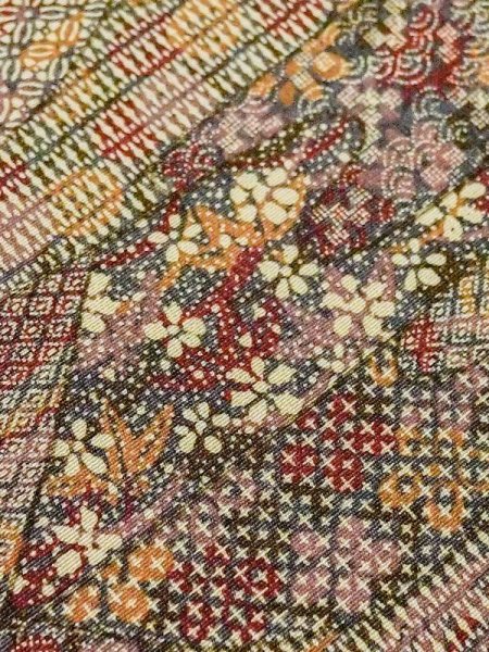 画像10: M0720Y Mint  小紋 女性用着物  シルク(正絹)   マルチカラー, 花 【中古】 【USED】 【リサイクル】 ★★★★☆ (10)