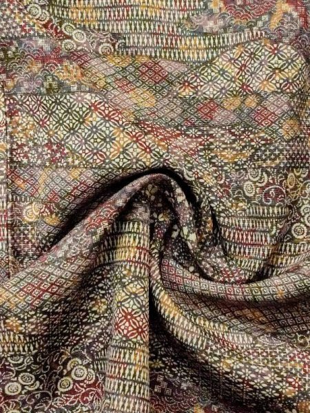 画像11: M0720Y Mint  小紋 女性用着物  シルク(正絹)   マルチカラー, 花 【中古】 【USED】 【リサイクル】 ★★★★☆ (11)