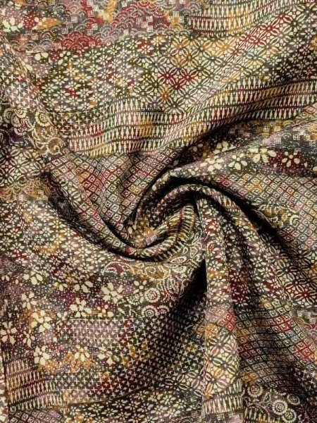 画像12: M0720Y Mint  小紋 女性用着物  シルク(正絹)   マルチカラー, 花 【中古】 【USED】 【リサイクル】 ★★★★☆ (12)