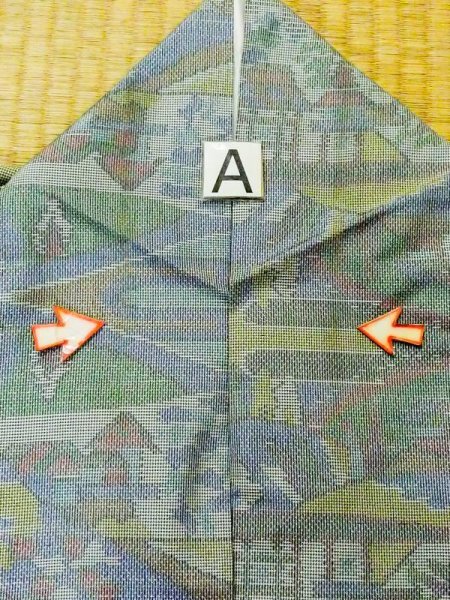 画像12: M0721B  紬 女性用着物  シルク(正絹)  灰色がかった マルチカラー, 家 【中古】 【USED】 【リサイクル】 ★★☆☆☆ (12)