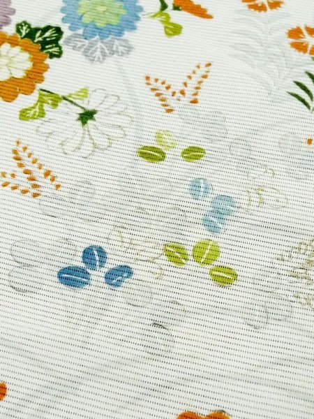 画像9: M0721C  夏物 女性用着物  シルク(正絹)   アイボリー, 菊 【中古】 【USED】 【リサイクル】 ★★☆☆☆ (9)