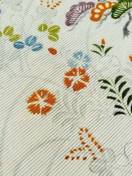 画像10: M0721C  夏物 女性用着物  シルク(正絹)   アイボリー, 菊 【中古】 【USED】 【リサイクル】 ★★☆☆☆ (10)