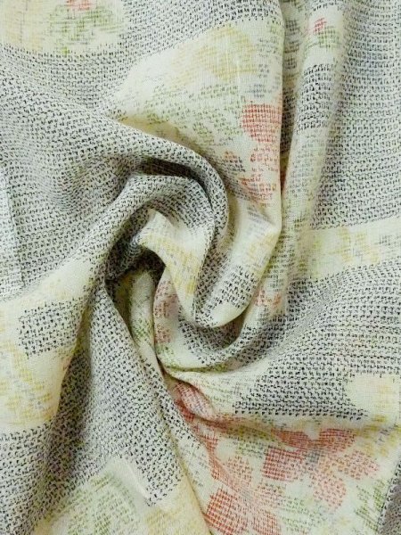 画像9: M0721D  夏物 女性用着物  シルク(正絹)  薄い 青, 花 【中古】 【USED】 【リサイクル】 ★★☆☆☆ (9)