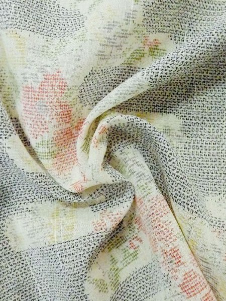 画像10: M0721D  夏物 女性用着物  シルク(正絹)  薄い 青, 花 【中古】 【USED】 【リサイクル】 ★★☆☆☆ (10)