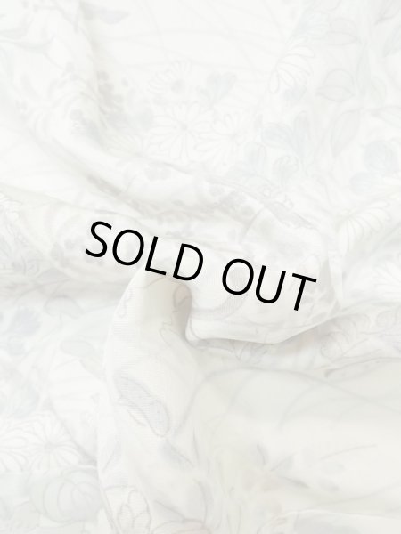 画像11: M0728E  小紋 女性用着物  シルク（正絹）   オフ　ホワイト, 花 【中古】 【USED】 【リサイクル】 ★★☆☆☆ (11)