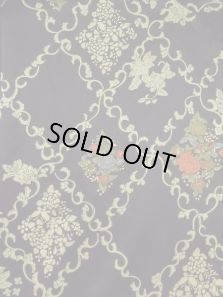 画像3: M0728F  小紋 女性用着物  シルク（正絹）   黒, 花 【中古】 【USED】 【リサイクル】 ★★★☆☆ (3)