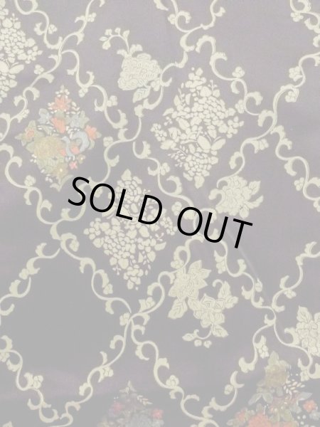 画像4: M0728F  小紋 女性用着物  シルク（正絹）   黒, 花 【中古】 【USED】 【リサイクル】 ★★★☆☆ (4)