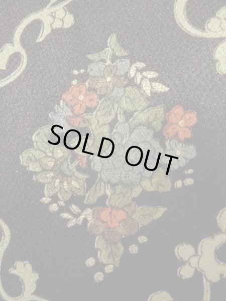 画像6: M0728F  小紋 女性用着物  シルク（正絹）   黒, 花 【中古】 【USED】 【リサイクル】 ★★★☆☆ (6)