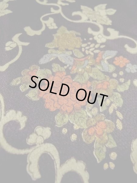 画像8: M0728F  小紋 女性用着物  シルク（正絹）   黒, 花 【中古】 【USED】 【リサイクル】 ★★★☆☆ (8)