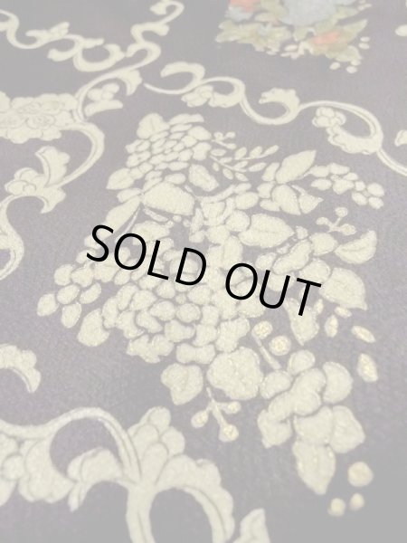 画像9: M0728F  小紋 女性用着物  シルク（正絹）   黒, 花 【中古】 【USED】 【リサイクル】 ★★★☆☆ (9)