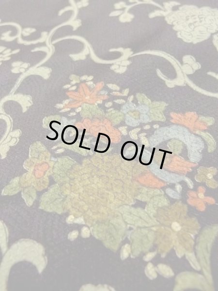 画像10: M0728F  小紋 女性用着物  シルク（正絹）   黒, 花 【中古】 【USED】 【リサイクル】 ★★★☆☆ (10)