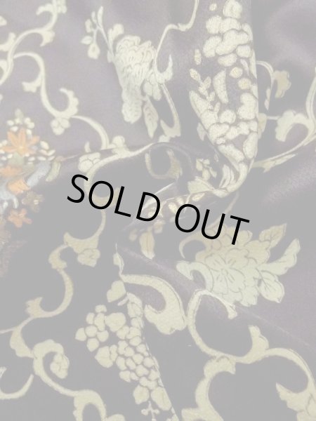 画像12: M0728F  小紋 女性用着物  シルク（正絹）   黒, 花 【中古】 【USED】 【リサイクル】 ★★★☆☆ (12)