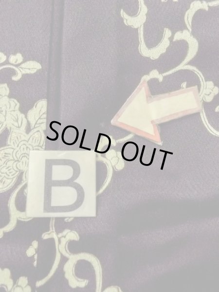 画像15: M0728F  小紋 女性用着物  シルク（正絹）   黒, 花 【中古】 【USED】 【リサイクル】 ★★★☆☆ (15)