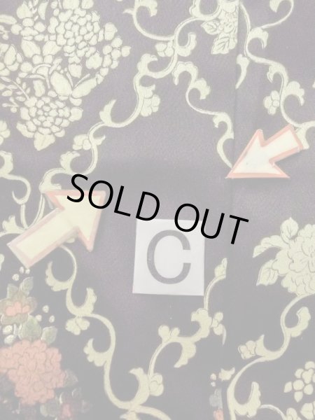 画像16: M0728F  小紋 女性用着物  シルク（正絹）   黒, 花 【中古】 【USED】 【リサイクル】 ★★★☆☆ (16)