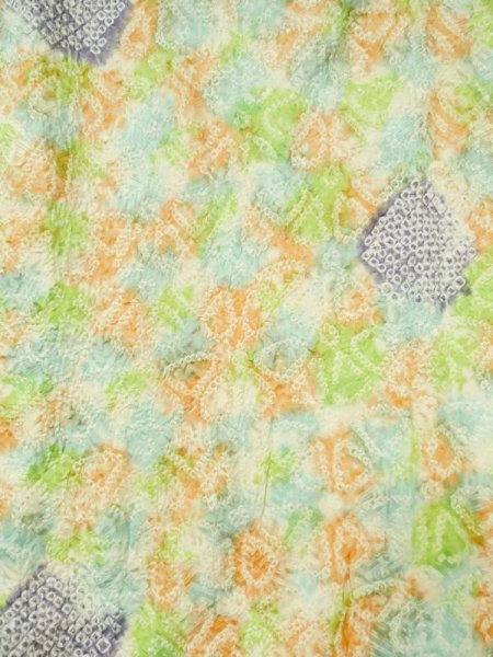 画像3: M0728I  小紋 女性用着物  シルク(正絹)   白, 花 【中古】 【USED】 【リサイクル】 ★★☆☆☆ (3)