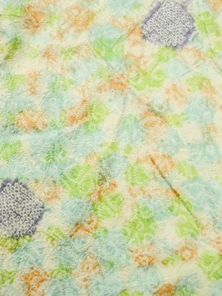 画像4: M0728I  小紋 女性用着物  シルク(正絹)   白, 花 【中古】 【USED】 【リサイクル】 ★★☆☆☆ (4)