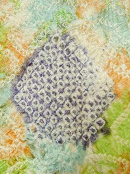 画像5: M0728I  小紋 女性用着物  シルク(正絹)   白, 花 【中古】 【USED】 【リサイクル】 ★★☆☆☆ (5)