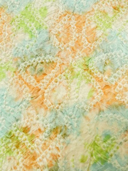 画像6: M0728I  小紋 女性用着物  シルク(正絹)   白, 花 【中古】 【USED】 【リサイクル】 ★★☆☆☆ (6)