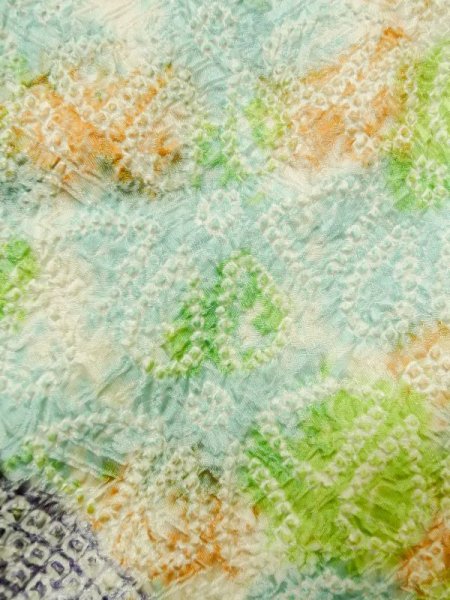 画像7: M0728I  小紋 女性用着物  シルク(正絹)   白, 花 【中古】 【USED】 【リサイクル】 ★★☆☆☆ (7)