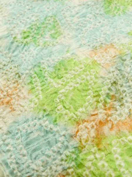 画像9: M0728I  小紋 女性用着物  シルク(正絹)   白, 花 【中古】 【USED】 【リサイクル】 ★★☆☆☆ (9)