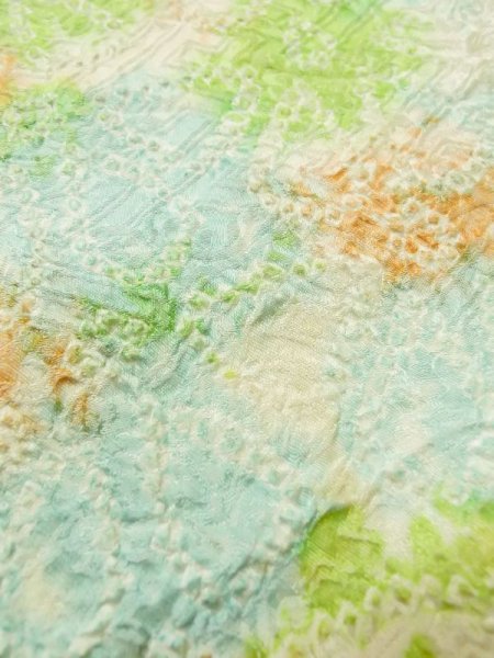 画像10: M0728I  小紋 女性用着物  シルク(正絹)   白, 花 【中古】 【USED】 【リサイクル】 ★★☆☆☆ (10)