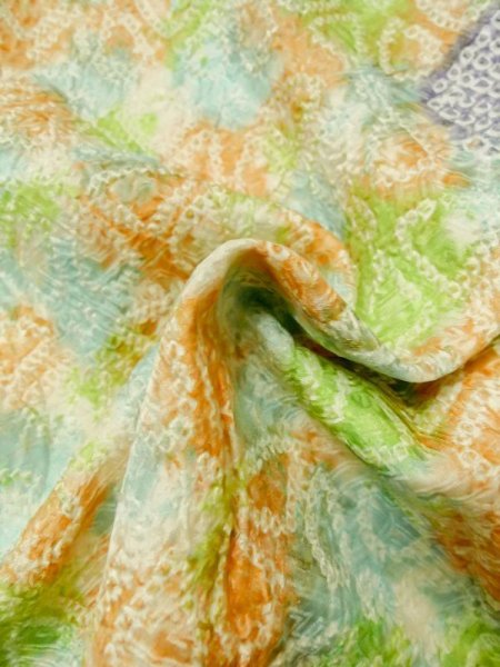 画像11: M0728I  小紋 女性用着物  シルク(正絹)   白, 花 【中古】 【USED】 【リサイクル】 ★★☆☆☆ (11)