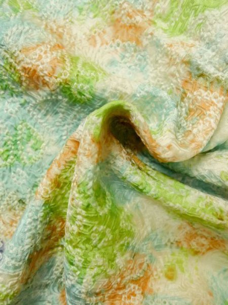 画像12: M0728I  小紋 女性用着物  シルク(正絹)   白, 花 【中古】 【USED】 【リサイクル】 ★★☆☆☆ (12)