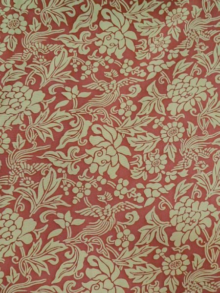 画像3: M0728K  小紋 女性用着物  シルク(正絹)   ベージュ, 花 【中古】 【USED】 【リサイクル】 ★★☆☆☆ (3)